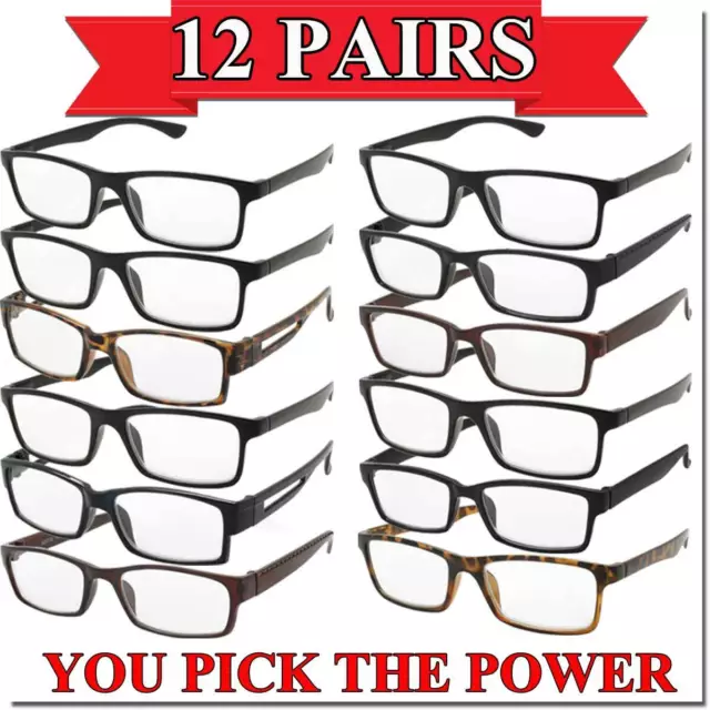 Reading Glasses Mens Womens 12 Pack Readers All Powers Quality Lot Deal New Bulk