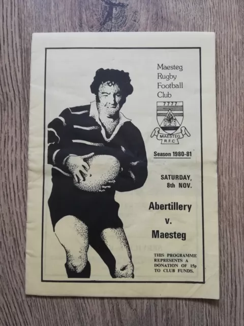 Maesteg v Abertillery Nov 1980 Rugby Programme