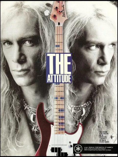 Billy Sheehan 1991 Yamaha Attitude Bass guitar advertisement 8 x 11 ad print