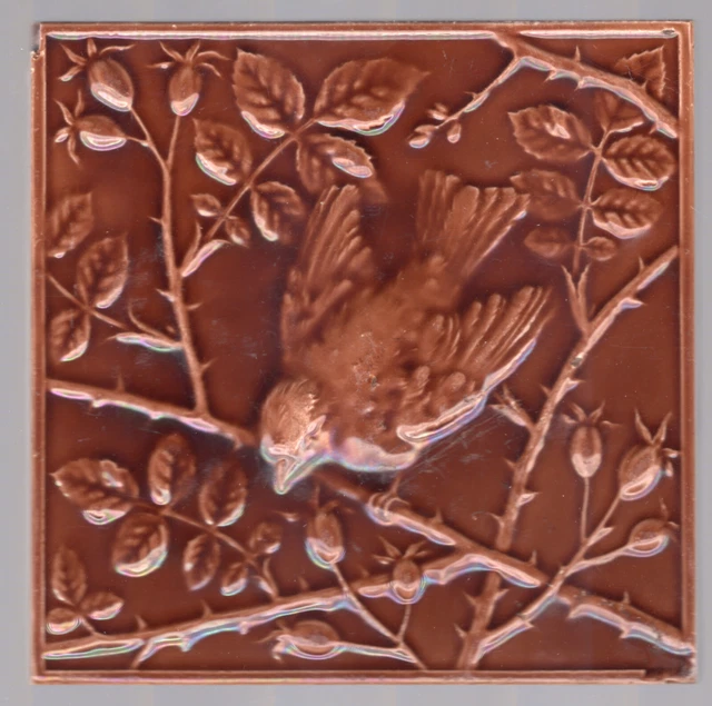 Mintons, Ltd - c1880 - Brown Bird On Branch - No. 2426 E - Antique VictorianTile Mintons, Ltd - c1880 - Brown Bird On Branch - No. 2426 E - Antique VictorianTile