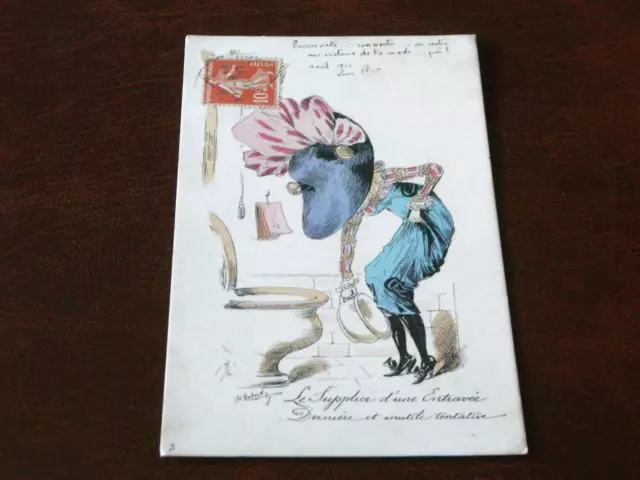 Original Roberts Signed Art Nouveau Glamour Postcard, Fashion, Large Hat