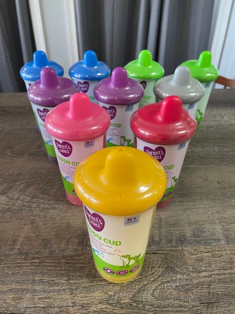 Sippy Cups 9 oz Parents Choice 6 + months Pink Red Yellow New & Sealed lot of 10