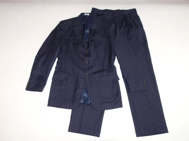 Polo Ralph Lauren Men's Pinstripe 3 Button Suit Size 40 Long 34 x 31.5 Navy Blue