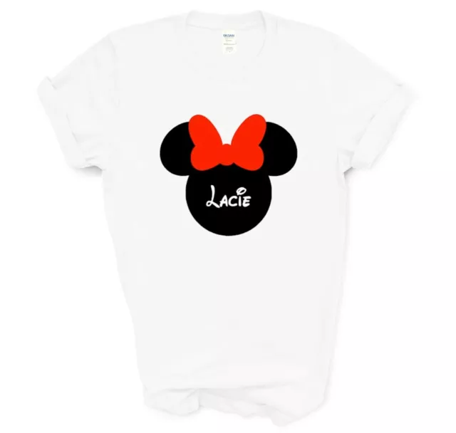 Personalised Name Minnie Mouse T-Shirt. Girls Disney Inspired Disneyland TShirt 3
