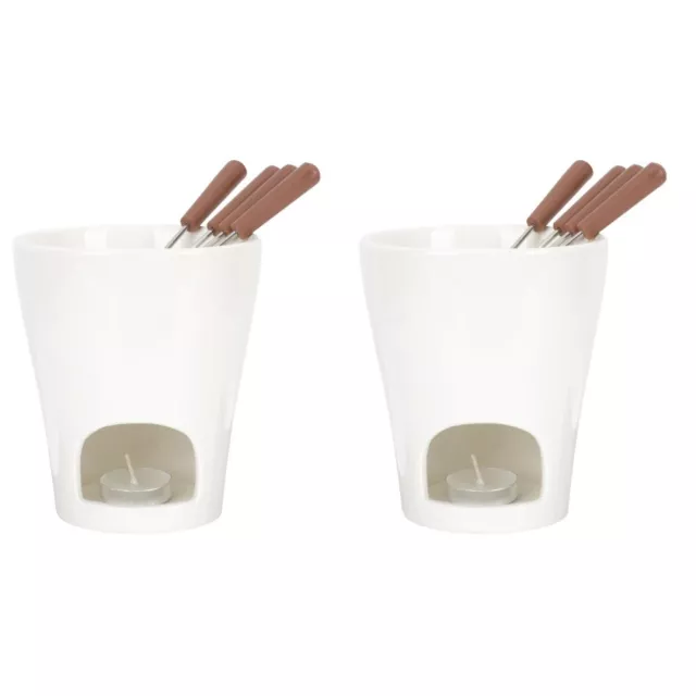 2 juegos de cerámica mantequilla fondue helado calentador queso