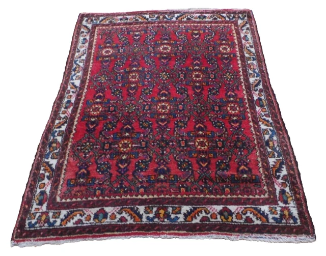 Large  PERSAIN CARPET RUG HAND MADE Oriental living Room Vintage 4ft 11" x 3ft 4