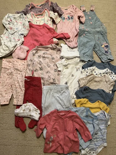 Bundle Of baby girl clothes 0-3 months Vest Babygrow Trouser