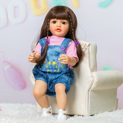 55CM Full Body Soft Silicone Vinyl Reborn Toddler Girl Doll Lifelike Child Gift