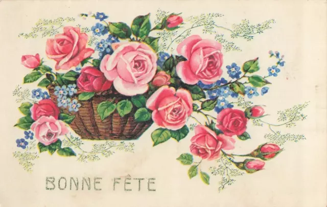 Lot 4 Cartes Postales Fantaisie Illustrees Fleurs - Theme 3472