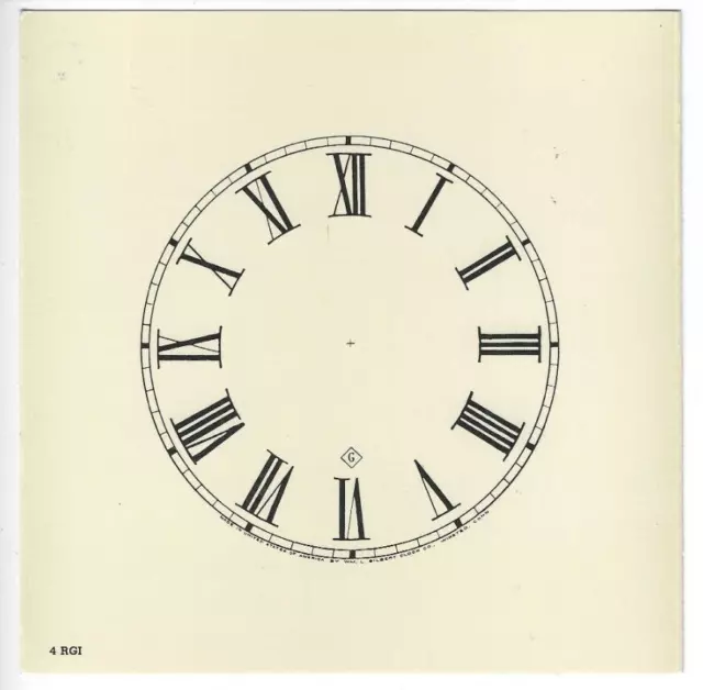 VINTAGE GILBERT 4RGI Roman Numeral 4 Inch Clock Dial Face Cardstock