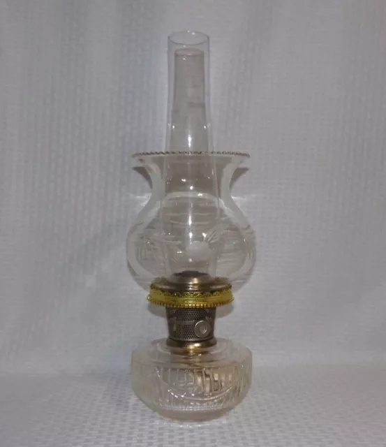 Old Aladdin CLEAR Lincoln Drape SHELF Oil Lamp with Fancy-Cut Clear Shade