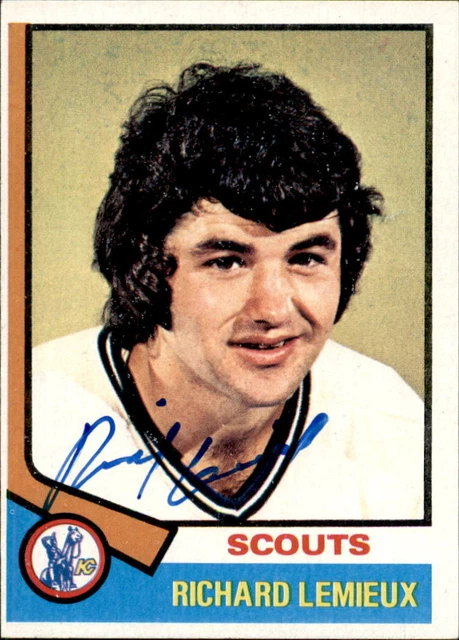 Richard Lemieux SIGNED autographed 74/75 TOPPS card KANSAS CITY SCOUTS