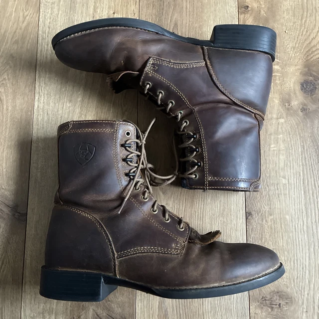 ARIAT BOOTS MENS 8.5D Brown Lacer Kiltie ATS Leather Work  display picture 3