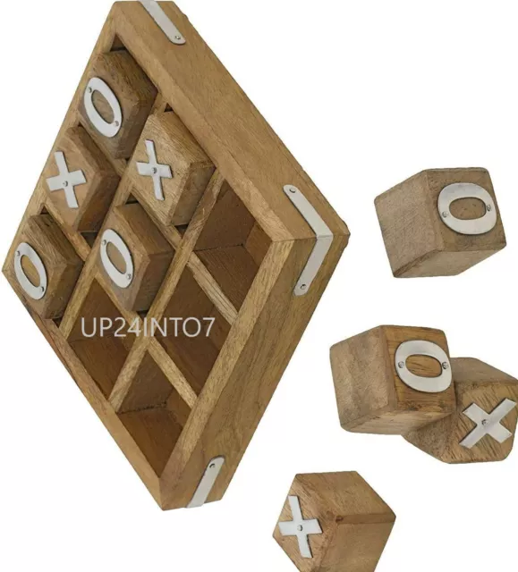 Rusticity Wooden Tic Tac Toe Game Board, Handmade, (5x5 in)