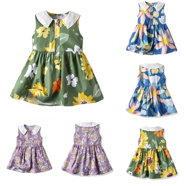 Kids Toddler Baby Girls Spring Summer Floral Sleeveless Princess Dress Clothing