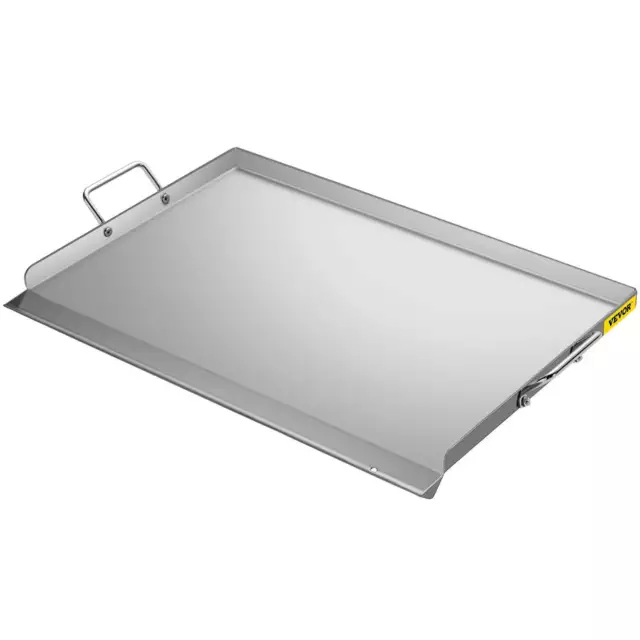 17" x 13" Stainless Steel Flat Top Griddle Charcoal/Gas Grill with 2 Handles