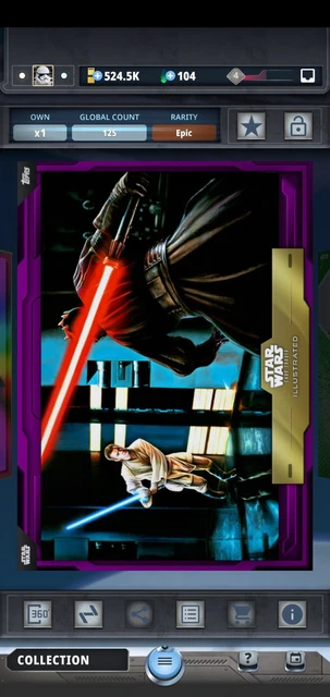 TOPPS STAR WARS CARD TRADER ILLUSTRATED EPIC 125cc OBI-WAN KENOBI vs DARTH MAUL