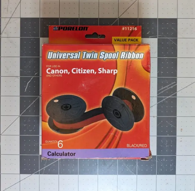 Porelon 11216 Universal Twin Spool 6pk Calculator Ribbon Canon Citizen Sharp TI