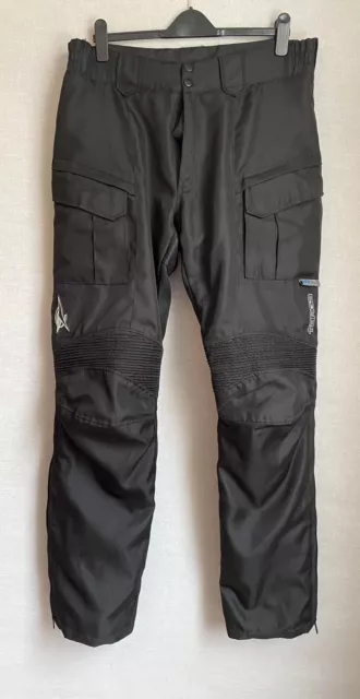 Targa Classic Black Leather Motorcycle Motorbike Trousers Armour Knees W36"