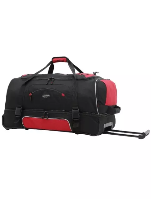 LARGE Travelers Club Adventure Upright Rolling Duffel Bag 36" Red /Blk 2-Section