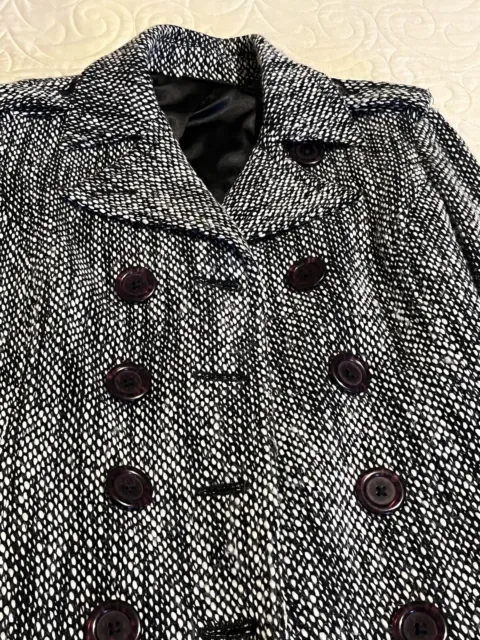 COAT DKNY Trench Womens Size Small Black & White Double Breasted $$FREE Shipping