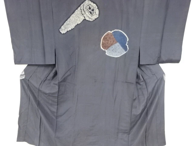 40633# Japanese Kimono / Antique Mens Juban / Shibori / Abstract Pattern