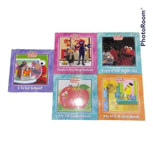 5 HC BOOKS Elmo's Learning Adventure Sesame Street school story night