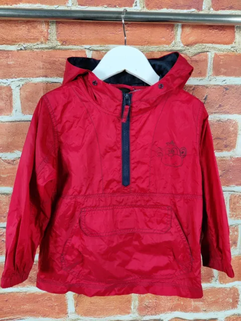 Boys Next Red Pullover Anorak Jacket Age 3-4 Years Hood Rain Lightweight 104Cm