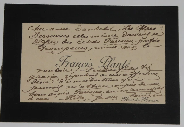 Carte De Visite Autographe Signée Francis Planté – 1917 – Manuscrit