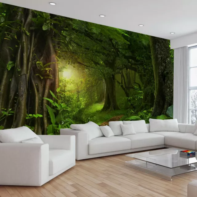 Trees Sunlight Jungle Forest Plants Nature Wallpaper Mural Photo Room Poster