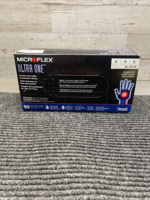 50 Pack Microflex UL-315-M Disposable Gloves, Medium,Latex