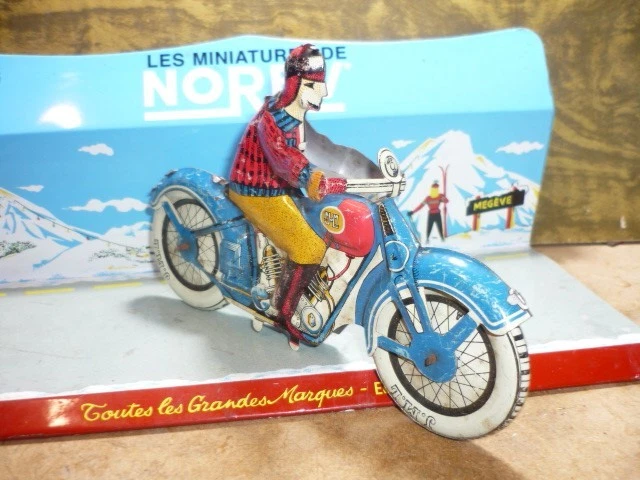 Moto rouge Paya et pilote jouet ancien tôle lithographiée Etat Impeccable I-922