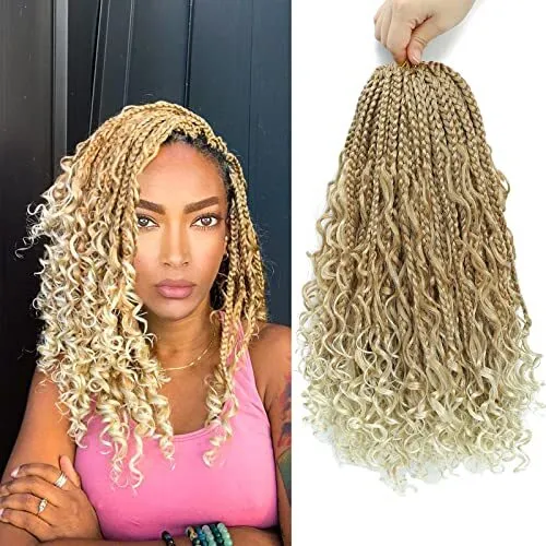 1- 6 PACKS Ombre Box Braids Crochet Hair 14 18 inch Braids Hair With Curly  Ends $13.09 - PicClick