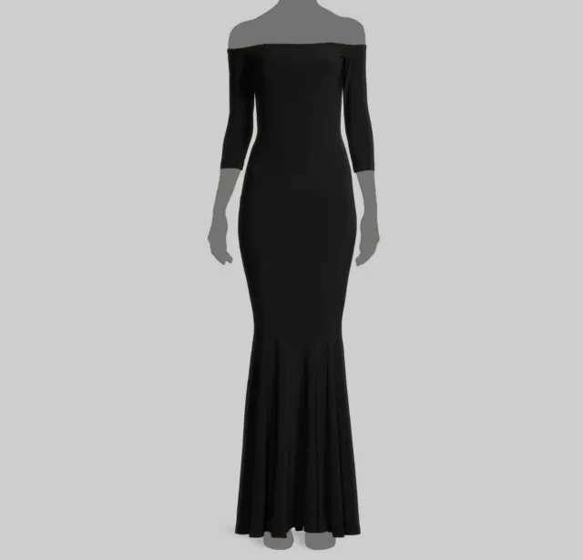 $295 NORMA KAMALI Women's Black Off-The-Shoulder Gown Dress Size L/40 ...