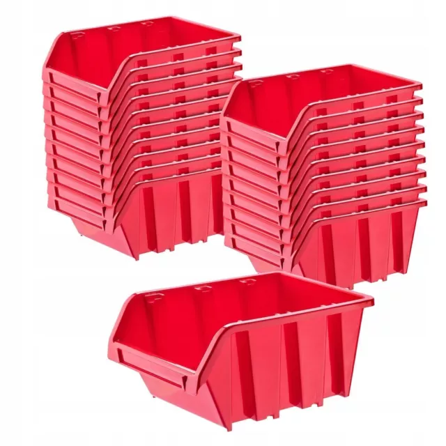 Caja apilable de taller KADAX, de plástico PP, roja, 10 unidades, 290 x 200 mm