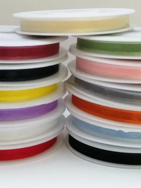 Satin Edged Organza Ribbon 10mm Wide, Various Colours & Free Postage