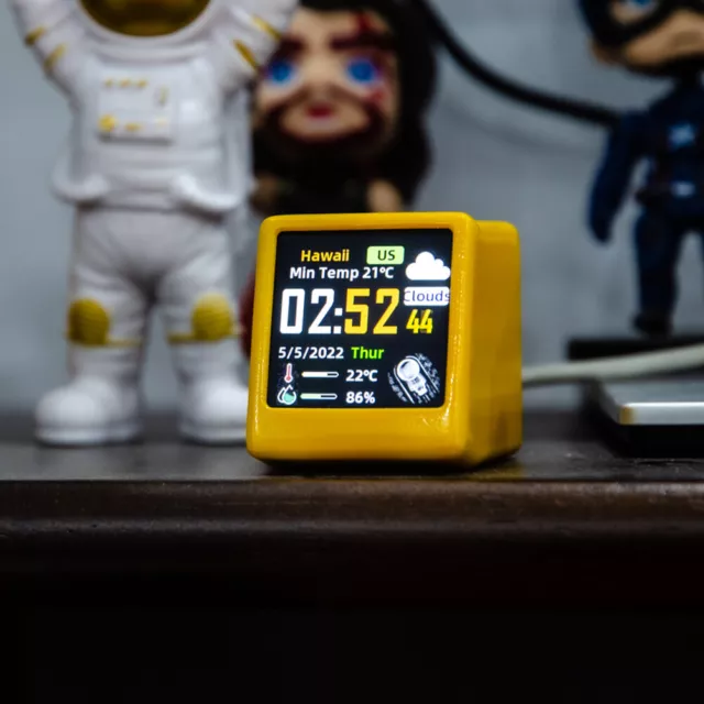 Digital Analog Alarm Clock Multi-function WiFi Clock As Cool Gift (Yellow) Fr 2