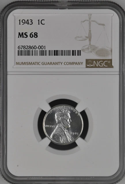 1943 1C  Lincoln Wheat One Cent NGC MS68   6782860-001