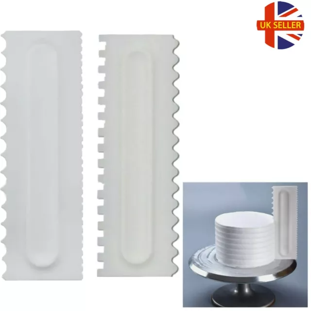 2 pack Cake Smoother Fondant Icing Scraper Comb Baking Cutting Decorating Cream