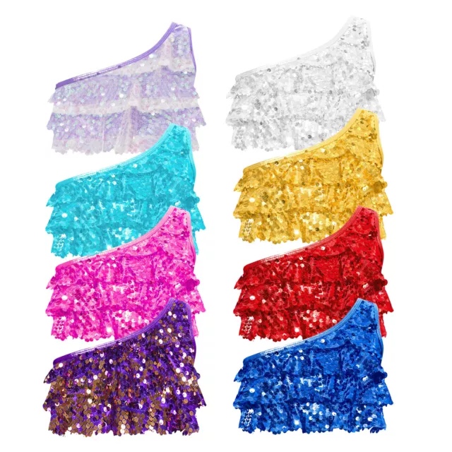 Reggiseno gilet paillettes bambina spalla singola hip hop danza moderna crop canotta