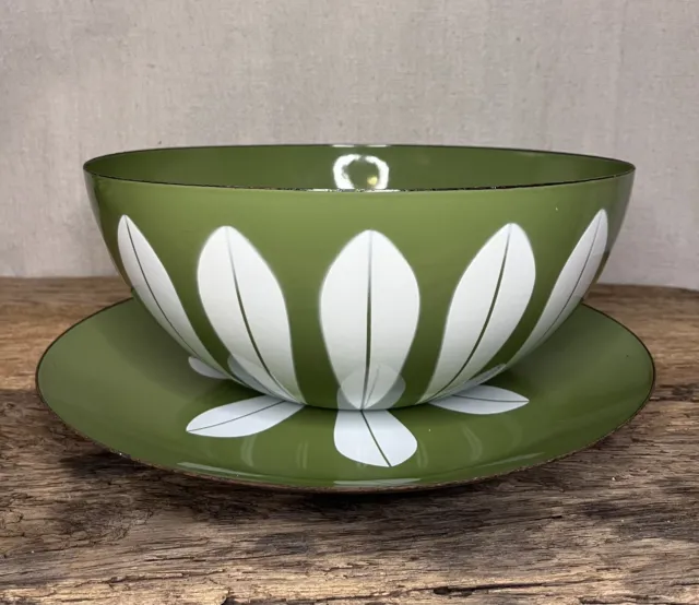 Vintage Cathrine Holm Lotus Avocado Set Of 2 Bowl And Plate