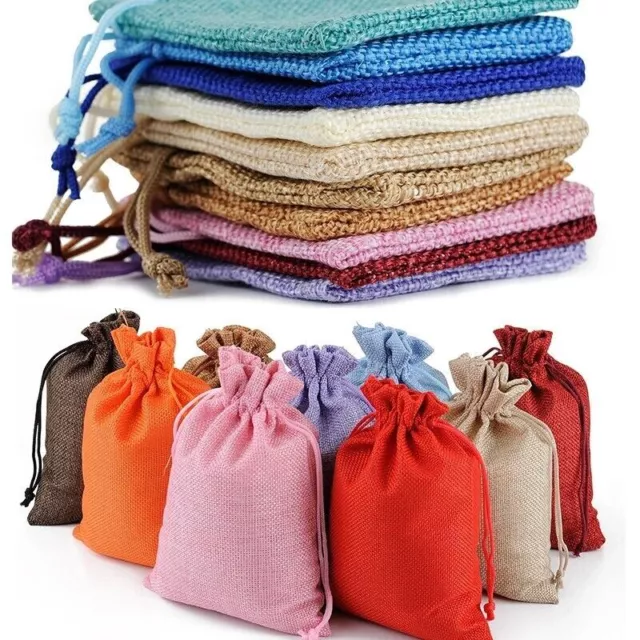 Burlap Linen Sack Drawstring Jute Bags Wedding Favor Candy Gift Bags Xmas Pouch