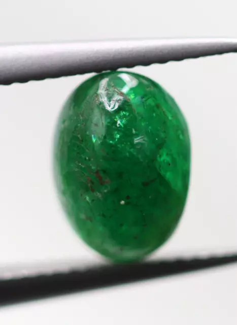 Naturel Vert Foncé Émeraude 0.76 CT Zambie Desseré Ovale Cabochon Gemme 6x4 MM