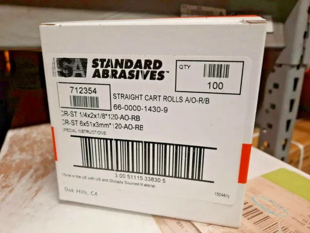 Standard Abrasives 712354 1/4"x2" x1/8" 120Grit A/O Straight Cartridge Rolls