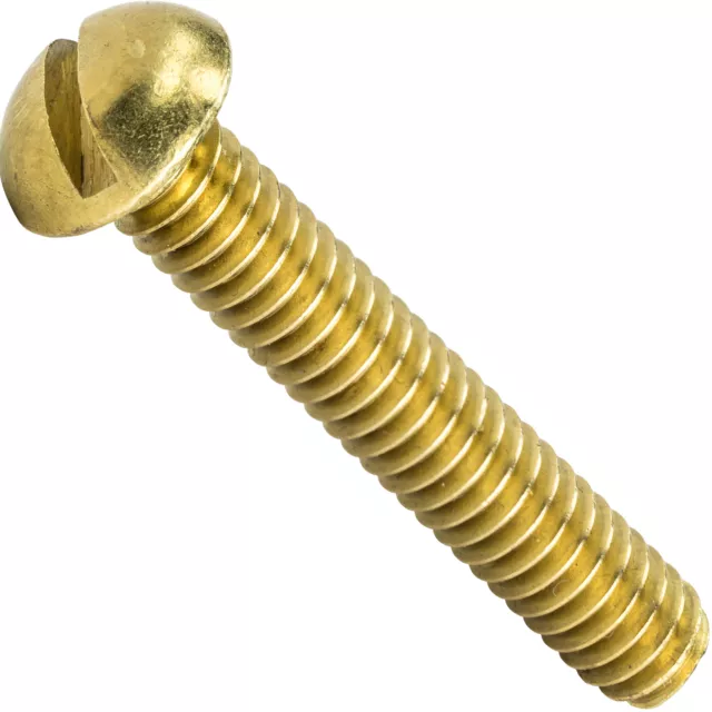 3/8-16 Brass Round Head Machine Screws Bolts Slotted Drive All Lengths Available