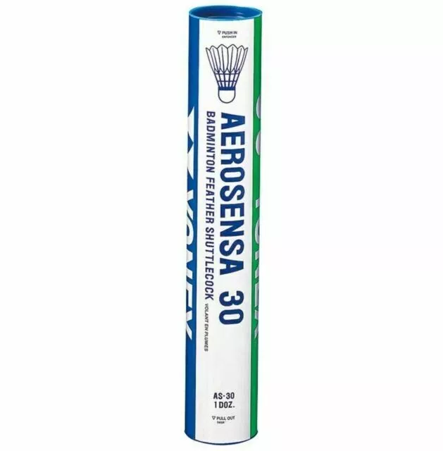 YONEX Aerosensa 30 Shuttlecocks, Badminton, Pack of 12 (White)