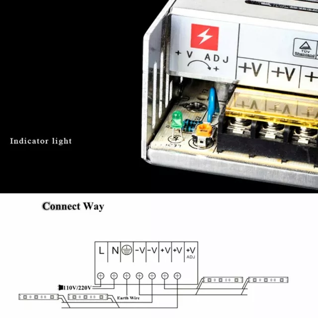 AC To DC 5V 12V 24V 36V Alimentation Transformateur Pour Ruban LED Bande Strip 3