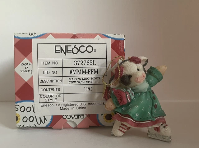 Mary's Moo Moos Cow With Skates Hanging Ornament In Box 372765L