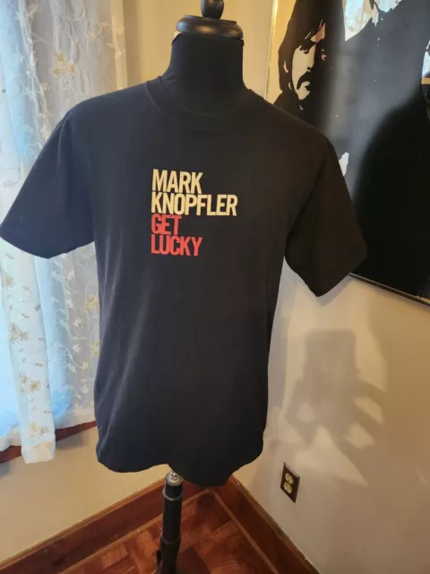 Mark Knopfler Get Lucky 2010 Concert Tour Black T Shirt Dire Straits Size Large