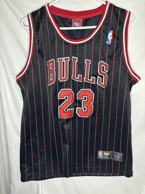 MICHAEL JORDAN 23 Chicago Bulls Black Red Pinstripe Jersey 19.99